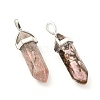 2Pcs Natural Rhodonite Double Terminated Pointed Pendants G-YW0002-05C-3