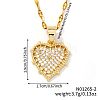 Elegant Brass Micro Pave Clear Cubic Zirconia Heart Pendant Necklaces IR4226-2-2