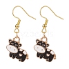 Alloy Enamel Cow Dangle Earrings EJEW-JE04988-3