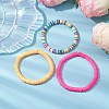 3Pcs 3 Colors Polymer Clay Disc Beaded Stretch Bracelet Sets BJEW-JB10439-01-2