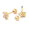 Star Bow Brass Micro Pave Clear Cubic Zirconia Ear Plug Gauges EJEW-L289-03G-01-2