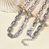 304 Stainless Steel Oval Link Chain Necklaces Bracelets Sets SJEW-D091-08P-5