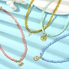 Alloy Pendant Necklace with Glass Seed Beaded Chains NJEW-JN04381-6