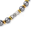 Natural Terahertz Stone & Non-Magnetic Synthetic Hematite 6mm Round Beaded Necklaces NJEW-H045-01-3