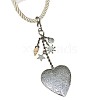 Alloy Floral Heart Locket Pendant Twisted Polyester Cord Necklaces for Women WGF1E9C-01-5