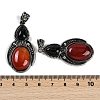 Natural Carnelian(Dyed & Heated) & Obsidian Pendants G-I370-08AS-09-3