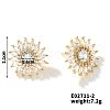 3D Sunflower Copper & Zircon Stud Earrings Fashionable Luxury Japanese Style FV5287-2-1