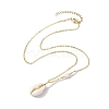 Natural Shell Pendant Necklace with Brass Cable Chains NJEW-JN04472-3