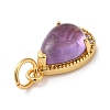 Natural Amethyst Teardrop Charms G-A034-01G-04-3