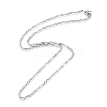 Non-Tarnish 304 Stainless Steel Singapore Chain Necklaces MAK-L015-25C-P