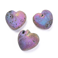 Electroplate Natural Druzy Agate Heart Love Stone G-H262-03