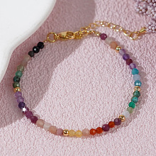 Faceted Round Natural Amethyst & Aquamarine & Apatite & Citrine & Carnelian Beaded Bracelets GF6950