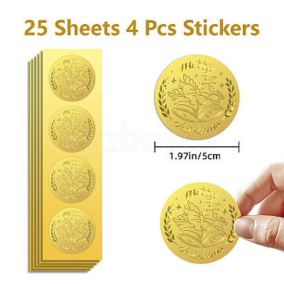 Plastic Self Adhesive Gold Foil Embossed Stickers DIY-WH0211-411-1