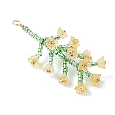 Glass Seed Beaded Flower Big Pendants PALLOY-MZ01184-02-1