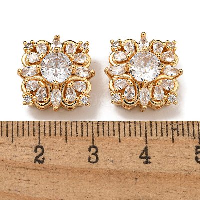 Brass Micro Pave Cubic Zirconia Beads KK-U037-03G-01-1
