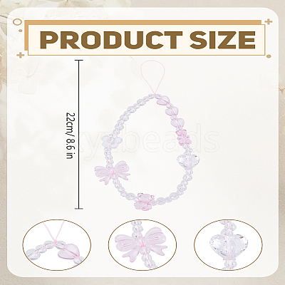 1Pc Heart & Bowknot Acrylic Mobile Straps for Women AJEW-LP0004-56-1