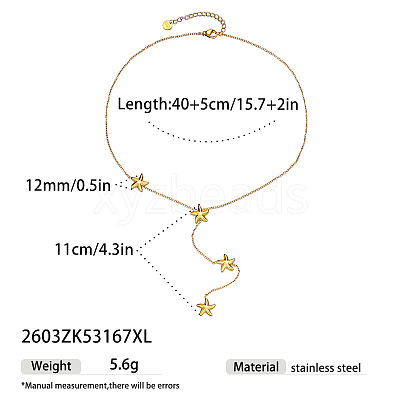304 Stainless Steel Y Tassel Lariat Necklaces for Women WG3907F-02-1