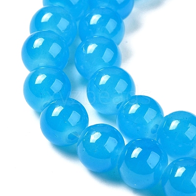 Baking Paint Imitation Jade Glass Round Bead Strands X1-DGLA-Q021-8mm-13-1