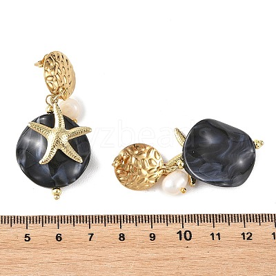 304 Stainless Steel & Acrylic & Natural Pearl Stud Dangle Earrings EJEW-JE07446-02-1