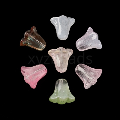 Spray Painted Transparent Glass Beads GLAA-D006-20-1
