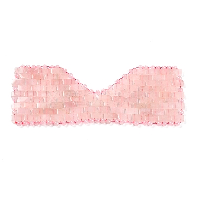 Natural Rose Quartz Woven Eye Mask AJEW-P074-11C-1