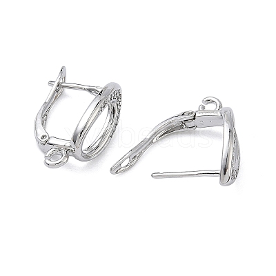 Teardrop Teardrop Brass Micro Pave Clear Cubic Zirconia Hoop Earring Findings KK-Z143-08P-1