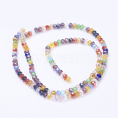 Mixed Electroplate Glass Faceted Rondelle Bead Strands X-EGLA-J047-4x3mm-46-1