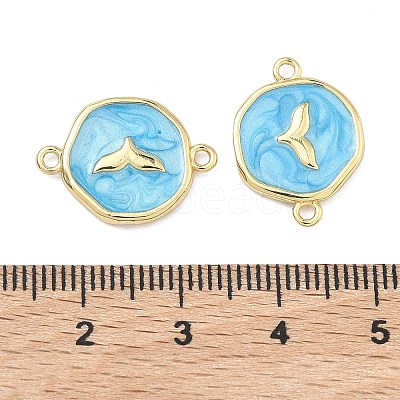 Ocean Brass Enamel Connector Charms KK-C251-05G-02-1