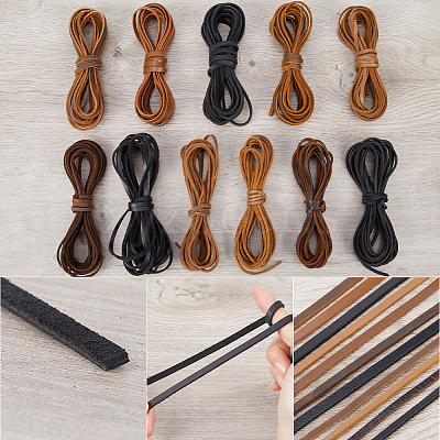 Flat Cowhide Leather Jewelry Cord LC-GF0001-10A-04-1