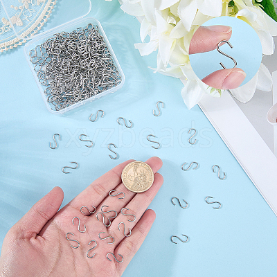 300Pcs 304 Stainless Steel S-Hook Findings STAS-SP0002-14-1