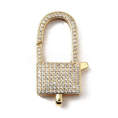 Brass Clear Cubic Zirconia Lobster Claw Clasps KK-Z078-48B-G-1