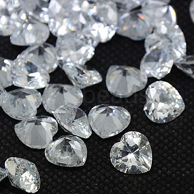 10PCS Clear Grade A Heart Cubic Zirconia Pointed Back Cabochons X-ZIRC-M005-6mm-007-1