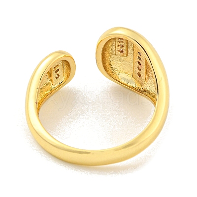 Brass Micro Pave Clear Cubic Zirconia Open Cuff Ring for Women RJEW-M173-02A-G-1