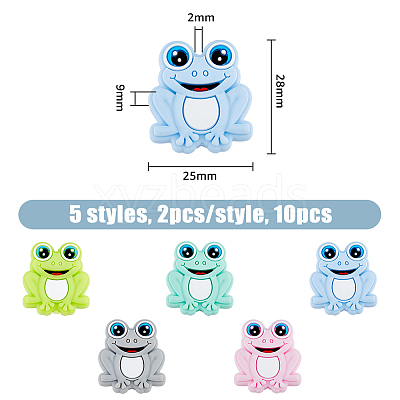 10Pcs 5 Colors Food Grade Eco-Friendly Silicone Beads SIL-HY0001-25-1