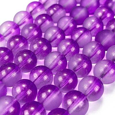 Frosted Transparent Glass Bead Strands GLAA-P065-8mm-15-1