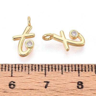 Brass Micro Pave Cubic Zirconia Charms KK-N263-97G-T-1