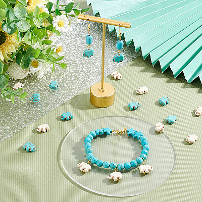 2 Strands 2 Colors Synthetic Turquoise Beads Strands G-AR0004-75-1