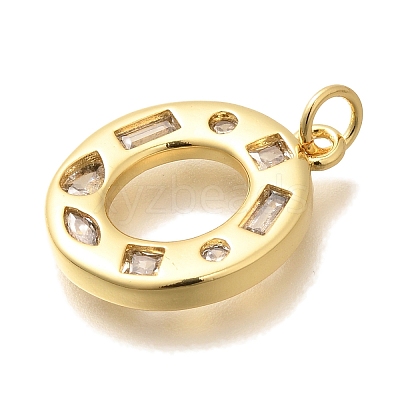Brass Micro Pave Clear Cubic Zirconia Pendants KK-G521-01G-O-1