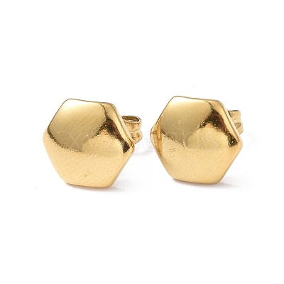 Ion Plating(IP) 304 Stainless Steel Hexagon Stud Earrings for Women EJEW-I285-04B-G-1
