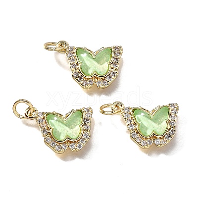 Brass Micro Pave Cubic Zirconia Pendants KK-Q043-03G-02-1
