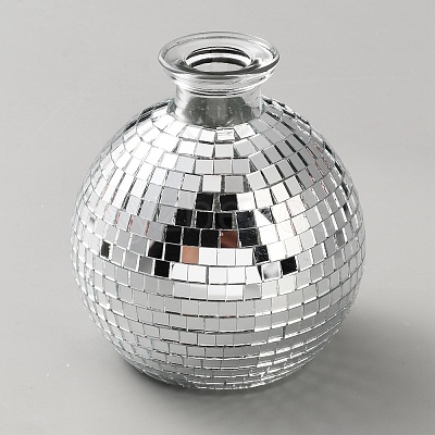 Glass Disco Ball Vase Ornaments AJEW-WH0481-04-1