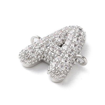 Brass Micro Pave Cubic Zirconia Letter Links KK-I717-04A-P-1