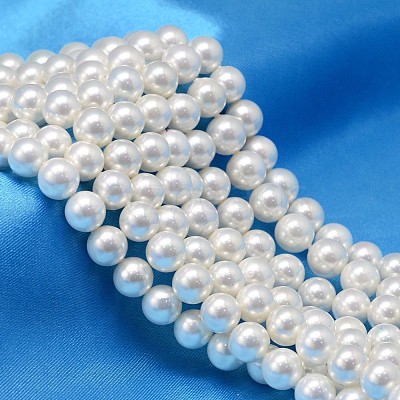 AB Color Plated Shell Pearl Round Bead Strands X-BSHE-L011-6mm-C001-1