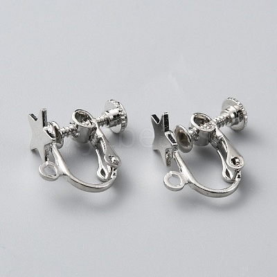 Star Brass Clip-on Earring Findings KK-TAC0005-02P-1