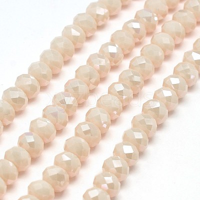 1 Strand Electroplate Opaque Solid Color Crystal Glass Rondelle Beads Strands X-EGLA-F047A-13AB-1