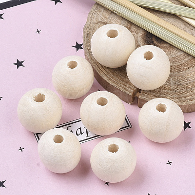 Unfinished Natural Wood Beads X-WOOD-S651-A18mm-LF-1