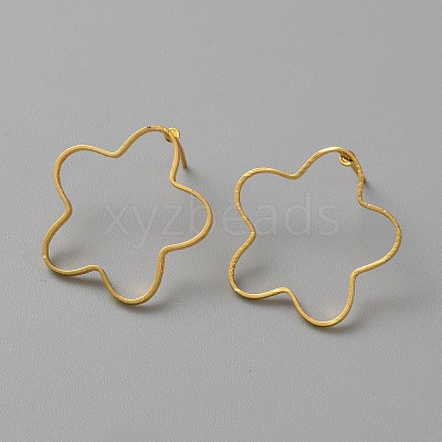 Golden Brass Hollow Geometric Stud Earrings EJEW-WH0012-127H-1