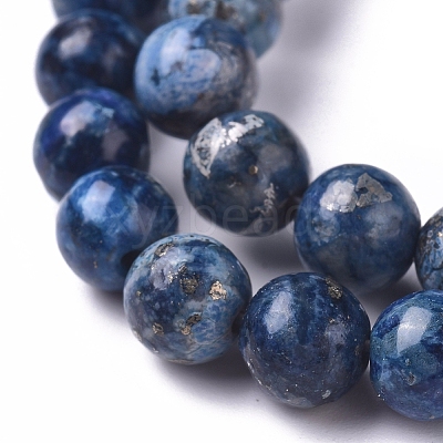 Natural African Pyrite Beads Strands G-D0006-C04-6mm-03-1
