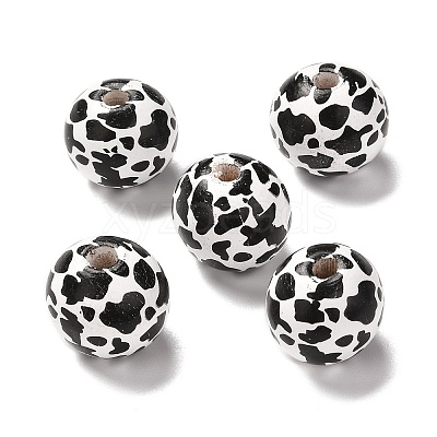 Printed Wood European Beads LS-X-WOOD-F011-06-1