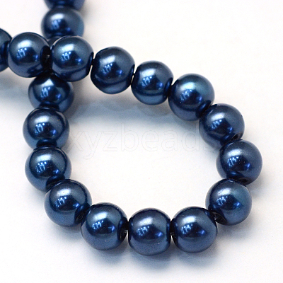 Baking Paint Pearlized Glass Pearl Round Bead Strands HY-Q330-8mm-15-1